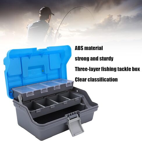 Classic Tray Tackle Box, Convenient Strong and Durable Multifunctional Fishing Accessories Storage Case Proable with Three-Layer for Fishing in Saudi Arabia