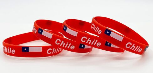 4 Pcs Chile Chileans Country Flag Rubber Bracelets, National Flag Silicone Bracelet, Rubber Wristbands Patriotic Decorations Gift in Saudi Arabia