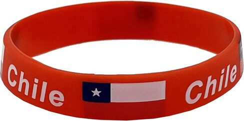 4 Pcs Chile Chileans Country Flag Rubber Bracelets, National Flag Silicone Bracelet, Rubber Wristbands Patriotic Decorations Gift in Saudi Arabia