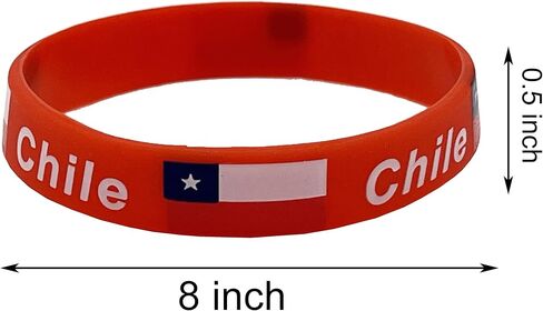 4 Pcs Chile Chileans Country Flag Rubber Bracelets, National Flag Silicone Bracelet, Rubber Wristbands Patriotic Decorations Gift in Saudi Arabia