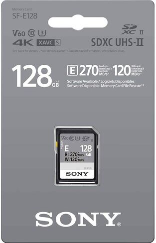 Sony E series SDXC UHS-II Card 64GB, V30, CL10, U3, Max R270MB/S, W70MB/S (SF-E64/T1) in Saudi Arabia