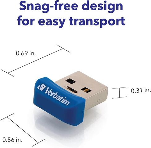 Verbatim 16GB Store 'n' Stay Nano USB 3.2 Gen 1 Flash Drive Snag-free Low Profile Thumb Drive with Microban Antimicrobial Product Protection - Blue 98709 in Kuwait