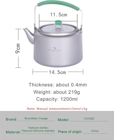 Boundless Voyage Titanium Kettle 800ml/1200ml with Folding Handle Filter Outdoor Camping Big Capacity Teapot (1200ml) in Saudi Arabia