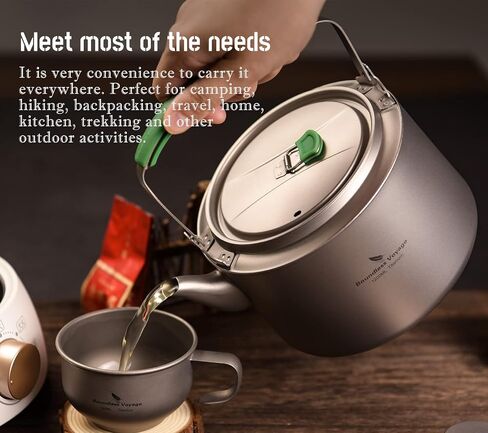 Boundless Voyage Titanium Kettle 800ml/1200ml with Folding Handle Filter Outdoor Camping Big Capacity Teapot (1200ml) in Saudi Arabia