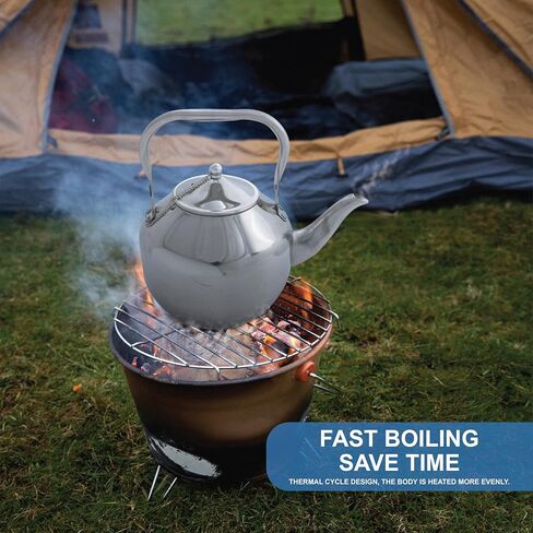 خفيفة الوزن ومتينة ومحمولة 3L من الفولاذ المقاوم للصدأ للتخييم غلاية شاي الماء المغلي ومقبض قابل للطي وغطاء | إبريق شاي للتخييم | مغامرات مثالية في الهواء الطلق، والتخييم، والمشي لمسافات طويلة، والنزهات، والسفر in Kuwait