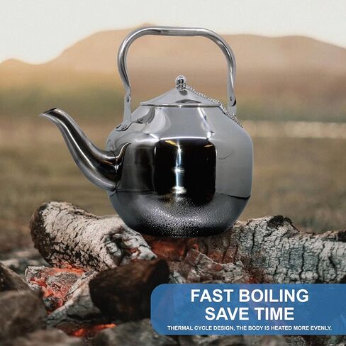 خفيفة الوزن ومتينة ومحمولة 3L من الفولاذ المقاوم للصدأ للتخييم غلاية شاي الماء المغلي ومقبض قابل للطي وغطاء | إبريق شاي للتخييم | مغامرات مثالية في الهواء الطلق، والتخييم، والمشي لمسافات طويلة، والنزهات، والسفر in Kuwait