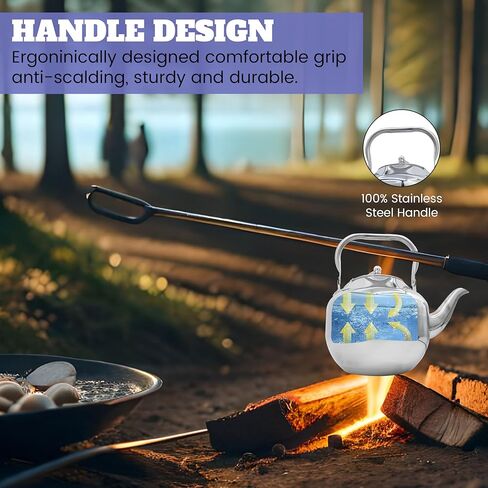 خفيفة الوزن ومتينة ومحمولة 3L من الفولاذ المقاوم للصدأ للتخييم غلاية شاي الماء المغلي ومقبض قابل للطي وغطاء | إبريق شاي للتخييم | مغامرات مثالية في الهواء الطلق، والتخييم، والمشي لمسافات طويلة، والنزهات، والسفر in Kuwait