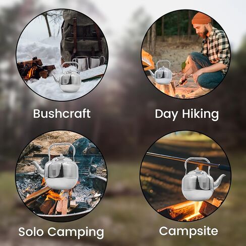 خفيفة الوزن ومتينة ومحمولة 3L من الفولاذ المقاوم للصدأ للتخييم غلاية شاي الماء المغلي ومقبض قابل للطي وغطاء | إبريق شاي للتخييم | مغامرات مثالية في الهواء الطلق، والتخييم، والمشي لمسافات طويلة، والنزهات، والسفر in Kuwait