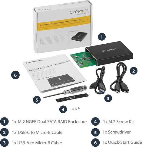 StarTech M.2 NGFF SATA SSD Enclosure, USB 3.0 5Gbps, UASP, Aluminum, Black in Kuwait