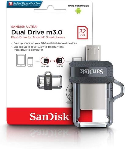 SanDisk 32GB Ultra Dual Drive M3.0 for Android Devices and Computers - MicroUSB, USB 3.0 - SDDD3-032G-G46 in Saudi Arabia