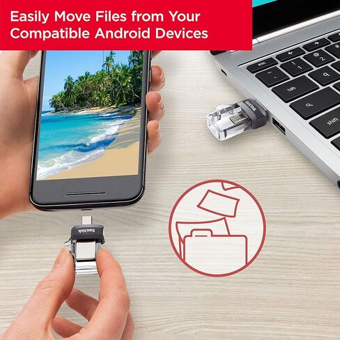 SanDisk 32GB Ultra Dual Drive M3.0 for Android Devices and Computers - MicroUSB, USB 3.0 - SDDD3-032G-G46 in Saudi Arabia