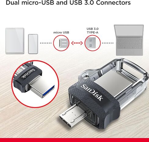 SanDisk 32GB Ultra Dual Drive M3.0 for Android Devices and Computers - MicroUSB, USB 3.0 - SDDD3-032G-G46 in Saudi Arabia