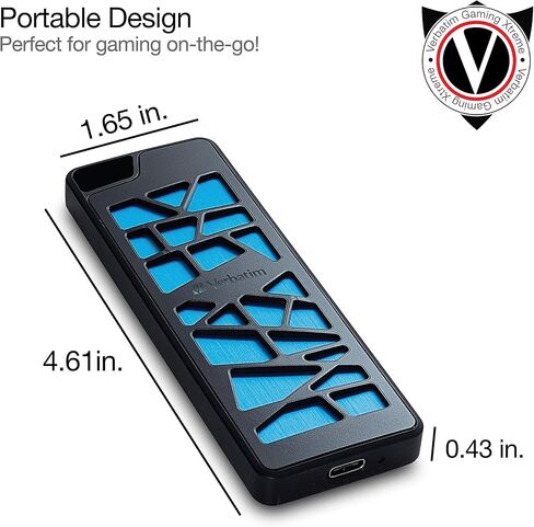 محرك أقراص SSD محمول للألعاب VGX1000 بسعة 256 جيجابايت من Verbatim يصل إلى 1000 ميجابايت/ثانية PCIe NVMe USB-C USB 3.2 Gen 2 محرك أقراص الحالة الصلبة الخارجي in Saudi Arabia