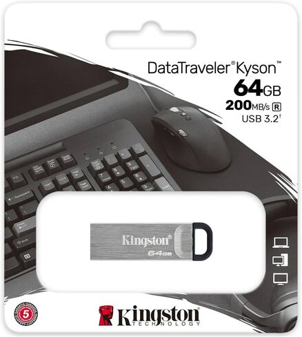 Kingston DataTraveler Kyson 64GB High Performance USB 3.2 Metal Flash Drive | Speeds up to 200MB/s | DTKN/64GB in Saudi Arabia