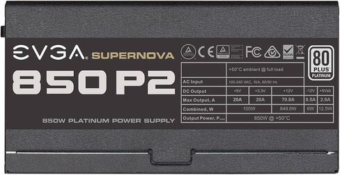 EVGA Supernova 1600 P2 80+ Platinum، وضع ECO بقدرة 1600 واط، وحدات NVIDIA SLI بالكامل وCrossfire جاهز لإمداد الطاقة لمدة 10 سنوات 220-P2-1600-X1 in Kuwait