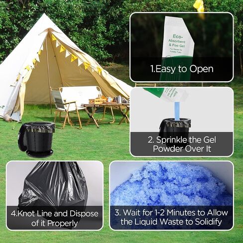 Poo Gel for Portable Toilet,Camping Toilet Powder for Potty Bags,Eco Absorbent Gel Poo Urine Powder Portable Toilet Gel Packets for Camping Travel Emergencies Outdoor Hiking in Saudi Arabia