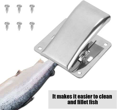 Vbest life Fish Fillet Clamp,Fishing Clamp Board Stainless Steel Fish Fillet Clamp Tail Clip with Mounting Screws for Cleaning Board in Saudi Arabia