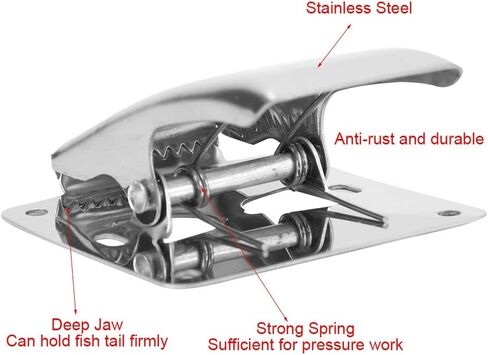 Vbest life Fish Fillet Clamp,Fishing Clamp Board Stainless Steel Fish Fillet Clamp Tail Clip with Mounting Screws for Cleaning Board in Saudi Arabia