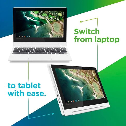 لاب توب لينوفو كروم بوك فليكس 3 مقاس 11 بوصة، شاشة IPS عالية الدقة مقاس 11.6 بوصة، ميديا ​​تيك MT8173C، ذاكرة وصول عشوائي سعتها 4 جيجابايت، مساحة تخزين 64 جيجابايت، نظام تشغيل كروم، أبيض بليزارد in Kuwait