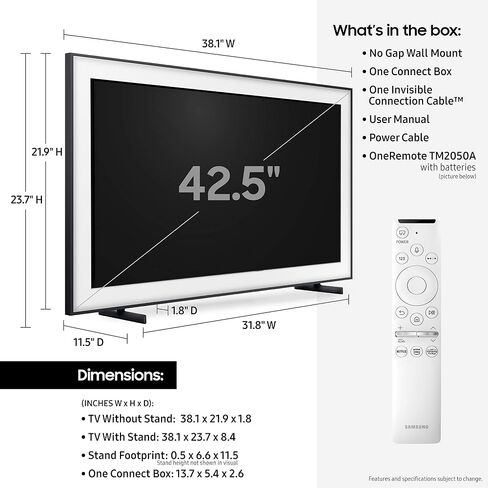 SAMSUNG 43-inch Class FRAME QLED LS03 Series - 4K UHD Dual LED Quantum HDR Smart TV with Alexa Built-in (QN43LS03TAFXZA, 2020 Model) in Saudi Arabia