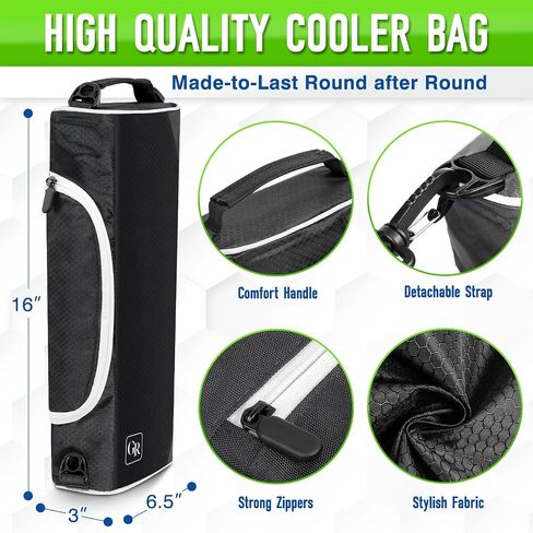 Golf Cooler Bag Insulated with Ice Packs - Keeps 6 Beer Cans or 2 Wine Bottles Cold for Hours, Fits Discreetly in Golf Bags; Golf Accessories Fathers Day Dad Gifts for Men from Daughter Son Wife in Saudi Arabia