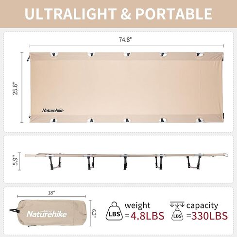 Naturehike Ultralight Camping Cot, Easy to Assemble Folding Tent Cot in Saudi Arabia