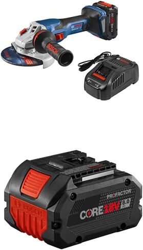 Bosch PROFACTOR 18V SPITFIRE GWS18V-13CB14 Cordless 5-6 In. Angle Grinder Kit & Slide Switch, Includes (1) CORE18V 8.0 Ah Performance Battery + Bosch GBA18V80 CORE18V 8.0 Ah Performance Battery in Saudi Arabia