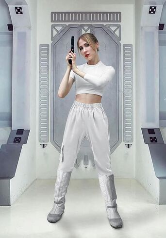 C-ZOFEK Womens White Short Cosplay Top Asymmetrical Sleeves Shirt for Halloween Costume in Saudi Arabia