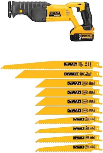 DEWALT DCS380P1 20V MAX Lithium Ion Reciprocating Saw Kit with DEWALT DWA4101 Bi-Metal 2X Reciprocating Saw Blade Set, 8-Piece in Saudi Arabia