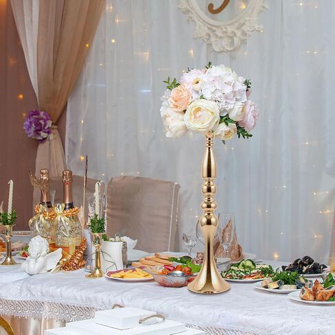 حامل زهور معدني من 6 قطع لتزيين طاولة الزهور ومزهريات الزهور وحامل الشموع لحفلات الزفاف والعشاء وديكور الحفلات (20، 15، 13 انش، فضي) in Kuwait