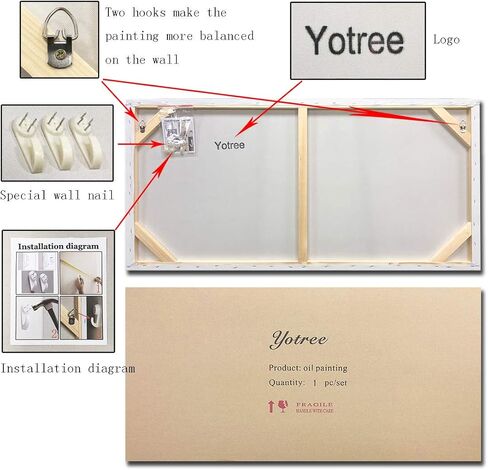 يوتري لوحات فنية تجريدية ثلاثية الابعاد بتصميم طاووس مع شجرة زيتية مقاس 24 × 48 انش، لوحة فنية تجريدية ثلاثية الابعاد مرسومة باليد على القماش باطار داخلي للتعليق على الحائط in Kuwait