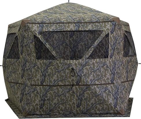 Barronett Blinds® Memory Maker 5، ستارة صيد محمولة، ستارة محورية بخمسة جوانب، قماش دينير 600، نوافذ منزلقة صامتة، 4 أشخاص، حامل الشجرة الأصلي Mossy Oak®، 72 بوصة × 96 بوصة × 96 بوصة in Kuwait