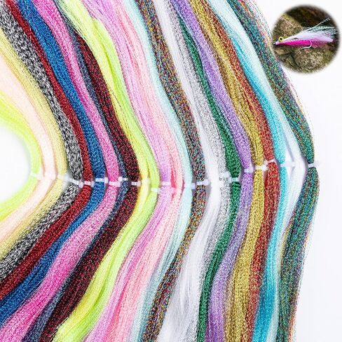 Goture Fly Tying Materials, 12/24/30 Colors Crystal Flash Line, Fly Tying Thread Bucktail Fly Tying Material Wet/Dry Flies Fishing Lure Making Supplies in Saudi Arabia