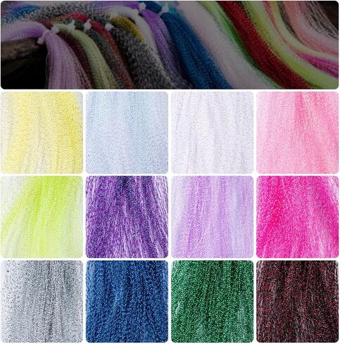Goture Fly Tying Materials, 12/24/30 Colors Crystal Flash Line, Fly Tying Thread Bucktail Fly Tying Material Wet/Dry Flies Fishing Lure Making Supplies in Saudi Arabia
