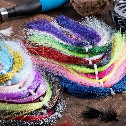 Goture Fly Tying Materials, 12/24/30 Colors Crystal Flash Line, Fly Tying Thread Bucktail Fly Tying Material Wet/Dry Flies Fishing Lure Making Supplies in Saudi Arabia