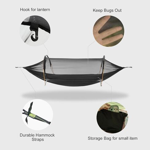 أرجوحة تخييم للقطط الليلية مع شبكة - خيمة أرجوحة ناموسية لشخص واحد مع أرجوحة بحزام شجرة خفيفة الوزن 440 رطلاً in Kuwait