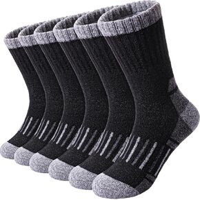 DOSKONI Kids Merino Wool Hiking Socks Boys Girls Toddlers Winter Warm Thick Thermal Cushion Crew Gift Socks 6 Pairs