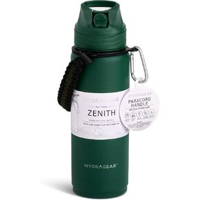 Zenith Straw Stainless Steel Bottle with Carabiner, Compass, Signal Whistle, and Fire Starter - 64 Oz - Denim Powder Coat