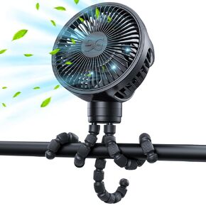 GUSGU Stroller Fan with Flexible Tripod Clip on for Baby (White)