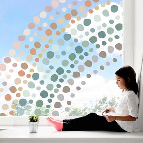 Whaline 9 Sheets Polka Dots Window Clings Colorful Circle Dots Window Stickers Large and Small Round Polka Dot Double-Sided Window Decals for Students Bedroom Living Room Classroom Playroom Decor
