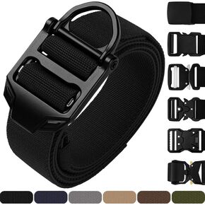TECEUM Tactical Belt – Black B4 M – Heavy-Duty Military, Work, Hiking,Rigger, Utility, EDC Men’s Belts – Quick-Release – Nylon Web