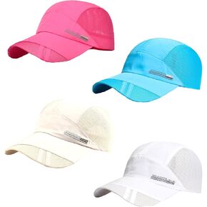 Pinsway 4 Pack Quick Drying Baseball Cap Bulk, Breathable Performance Running Hats, Mesh Lightweight UPF 50+ Sports Hats