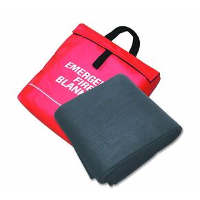 High Temperature Resistant Carbon Fiber Felt Emergency Fire Blanket with Red Vinyl Hanging Pouch, 6' x 5', Black