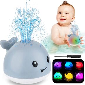 ZHENDUO Baby Bath Toys, Light Up Bath Toys, Sprinkler Bathtub Toys for Toddlers Infant Kids Boys, Automatic Spray Water Bath Toy, Pool Bathroom Baby Toy (Whale)