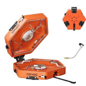 Propane 2 Burner Camping Stove with Carrying Bag, Portable Folding Gas Stove for Camping, Backpacking Camp Stove for Outdoor Cooking, With 17,000 BTU Adjustable Burners for BBQ, Tailgating