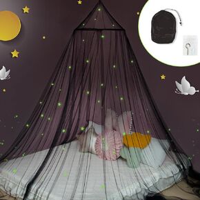 Daksha Princess Bed Canopy for Girls with Glowing Stars - White Room Decor, Ceiling Tent to Cover Toddler Crib, Fits Twin, Full, and Queen Size Beds