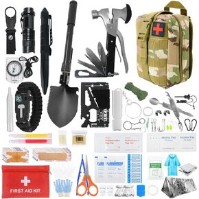 Survival Kits and First Aid Kits - 404 Pcs Emergency Survival Kit, Survival Gear and Supplies, Tactical Survival Kit for Outdoor, Camping, Hiking, Hunting, Earthquake, Presents for Men (Green)