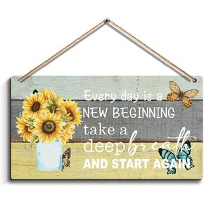 Every day is a new beginning - Dandelion Butterfly Wooden Wall Art, Motivational and Inspirational Home Decor,Housewarming Gift