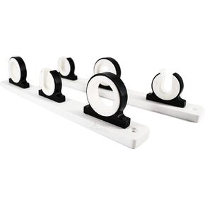 MARINE CITY Aluminum Black Powder Coating Fishing Rod Storage Hanger Rack - 3 Rod Reel with White Poly Board - Ideal for Boats, Vans, Cars, Marines