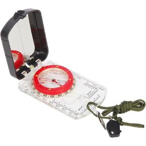 Orienteering Map Compass with Sighting Mirror, Adjustable Declination, Clinometer, LED Light for Hiking, Camping, Hunting, Mountaineering, Navigating